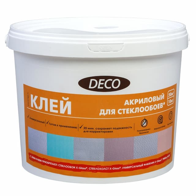 Клей акриловый для стеклообоев и стеклохолста Deco 10 кг ведро